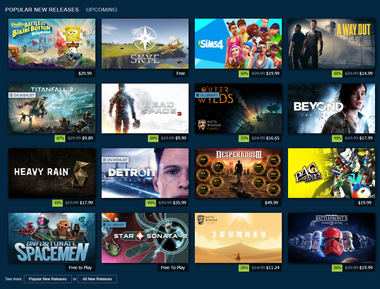 Steam Popular New Releases