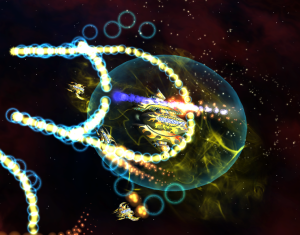 An EmpyrealCeleste flanked by Estelles.